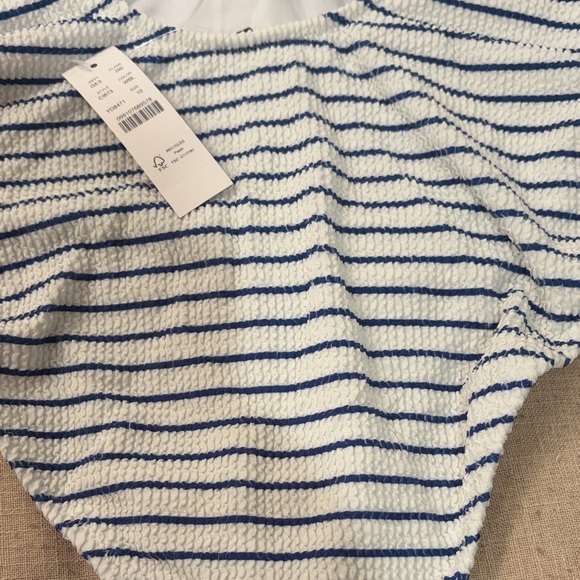 J. Crew Claudia White/Blue Stripe Scrunchie One-Piece Swimsuit/NWT/10 - Picture 8 of 14